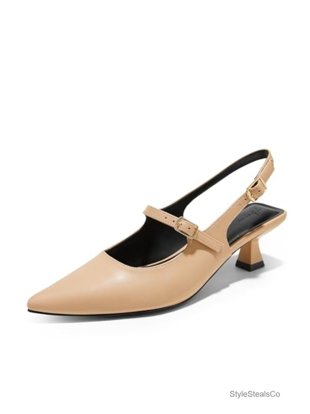 Kitten Heels Slingback Pointed Toe 2 Inch Leather Pumps Dress Shoes